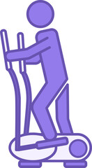 Colored Elliptical Bike Icon. Vector Illustration. Man Pressing On The Pedal Of The Trainer. Workout In The Gym. Sport Concept