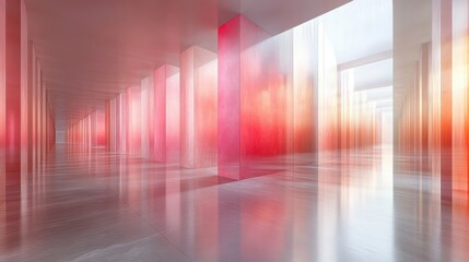 Abstract Architectural Space with Colorful Light and Reflection Effects