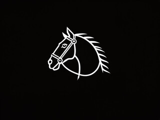 Artistic depiction of a horse head in a minimalist style on a black background