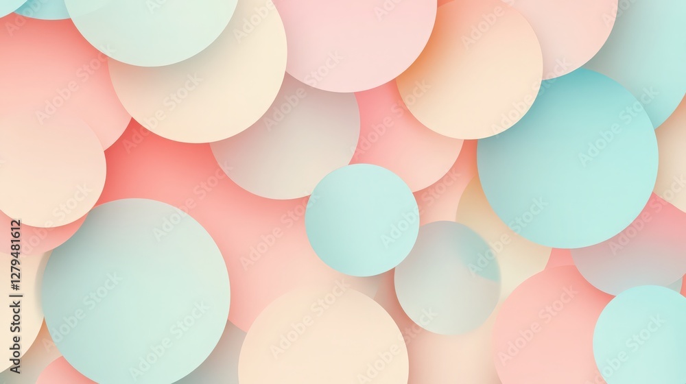 Poster pastel spheres background: abstract design with soft colors and overlapping shapes