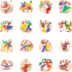 Collection of Flat Style Dance Illustrations 

