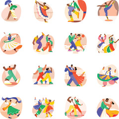 WebSet of Flat Style Dance Performance Illustrations 

