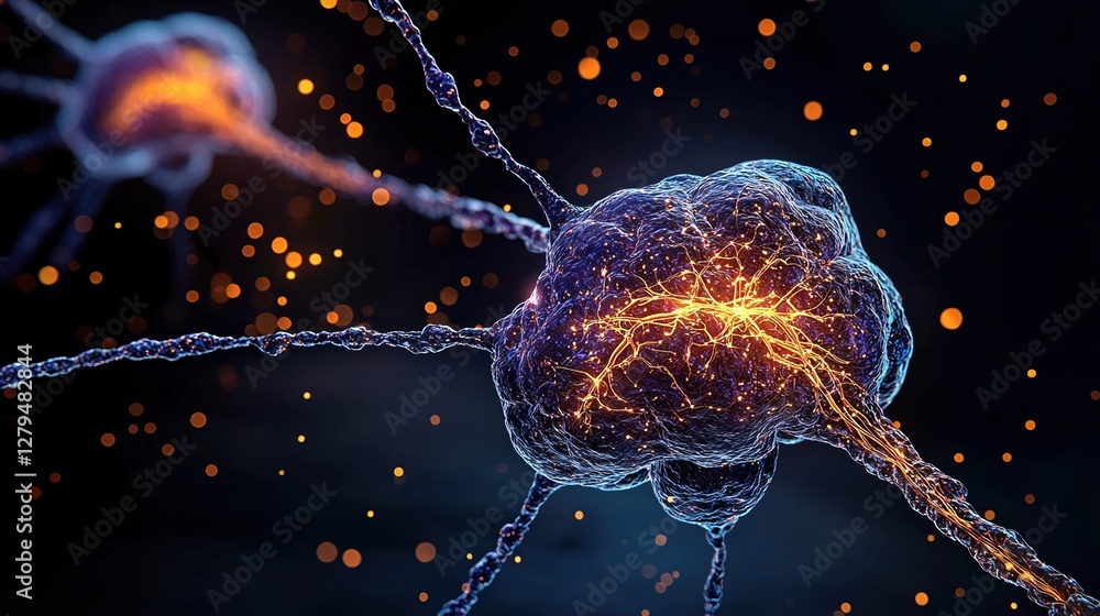 Poster exploring neural synapse connections and communication in the human brain