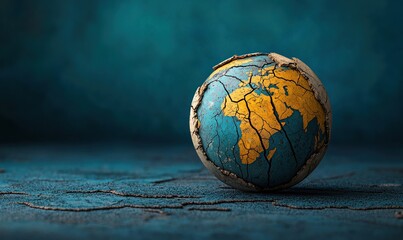 Cracked globe signifies global division and conflict amid tariffs and sanctions affecting unity