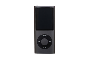 Obsolete music mp3 flash player isolated on white background.