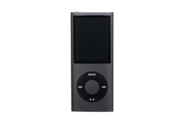 Obsolete music mp3 flash player isolated on white background.