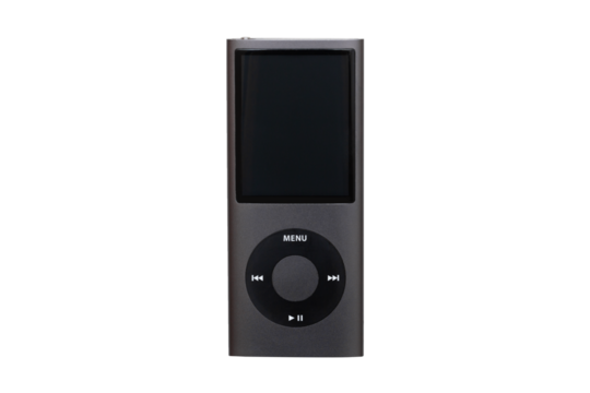 Obsolete music mp3 flash player isolated on white background.