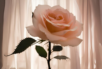 romantic floral silhouette of a blooming rose
