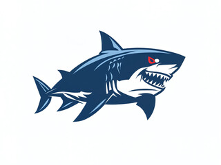 Obraz premium Shark logo design featuring fierce teeth and a dynamic pose ideal for sports teams or branding purposes