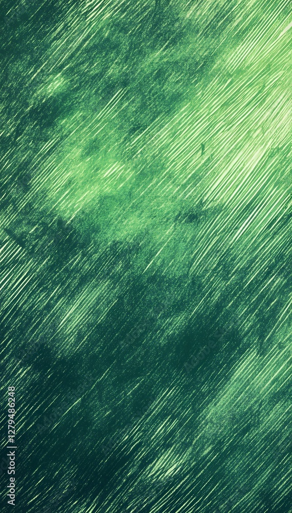 Poster green pencil lines create a textured impressionistic background effect