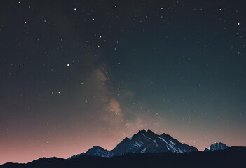 mountain silhouette under starry sky

