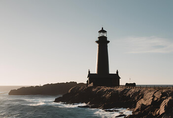coastal lighthouse in silhouette style
