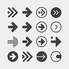 Vector illustration black arrow set, vector arrow. Collection of different arrows icons. Arrow icon. Cursor, pointer for web design, interface. Digital graphic elements concept.