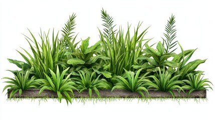 Fototapeta premium Vibrant Green Foliage Arrangement with Various Ferns and Grasses