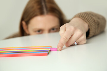 Problem with Perfectionism. Woman suffers from Obsessive Compulsive Disorder, OCD. 