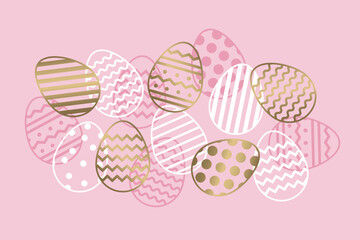 Minimal Easter background with golden eggs. Elegant design. Vector illustration