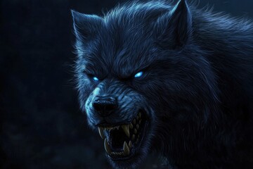 A terrifying werewolf roaming in the shadows of night.