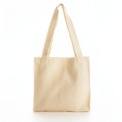 Beige Fabric Simple Handmade Shopper Bag Isolated on White Background