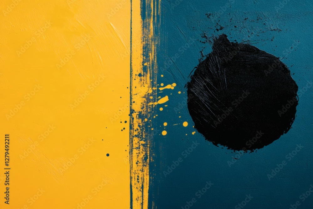 Poster bold contrasts of black and yellow create an impactful abstract expression. generative ai