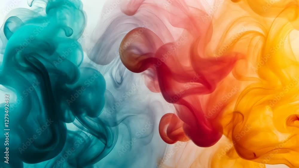 Poster colorful swirls of paint blend together creating vibrant abstract patterns in artistic display