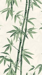 Fototapeta premium Beautiful green bamboo stalks and leaves arranged on a white background