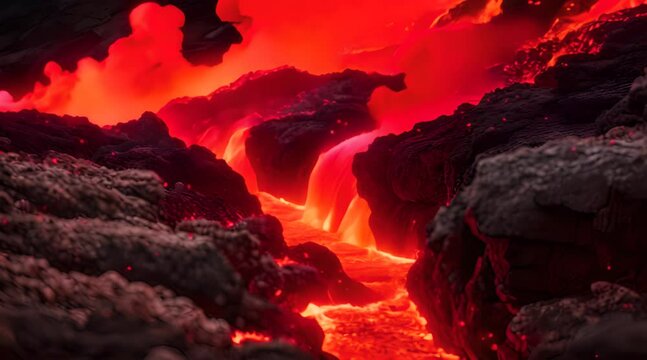Raging Lava Flow The Power of Nature&rsquo;s Fiery Fury in Stunning 4K
