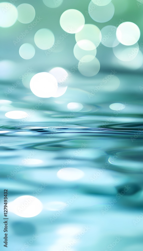 Poster sparkling water and ethereal bokeh create a calming and beautiful scene