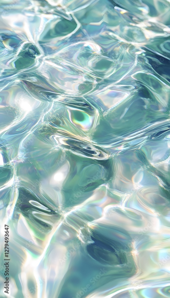 Poster shimmering water surface reflecting light and creating interesting patterns