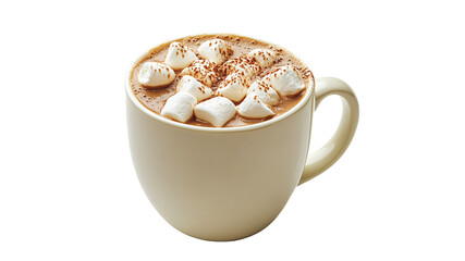 Warm cup of hot chocolate topped with marshmallows