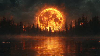 Obraz premium Enchanted Twilight: A Mystical Forest Sunset