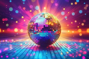 Obraz premium Celebrate the iconic disco era with stunning mirror globe visuals. 