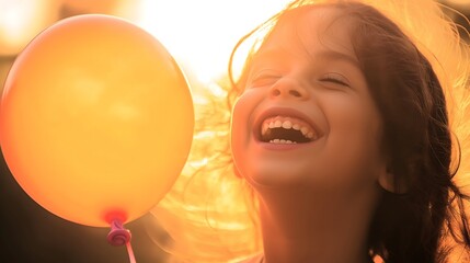 Little boy smiling and playing with a balloon. Children's day concept.