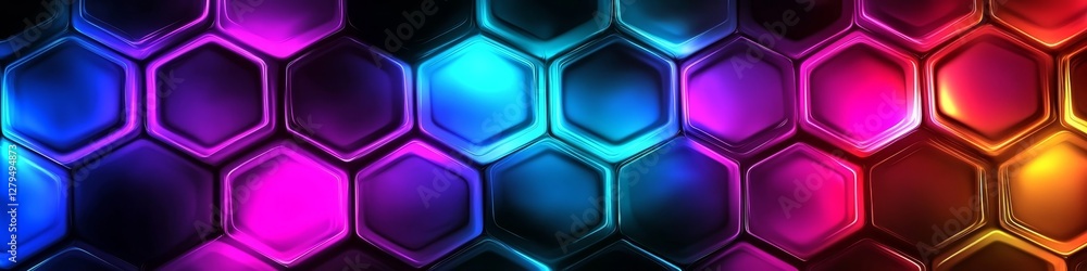 Poster modern visuals combining geometry and luminous elements.