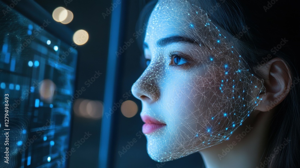 Poster deep fake. deepfake ai photo or video in phone. face swap. artificial intelligence edit to picture. 