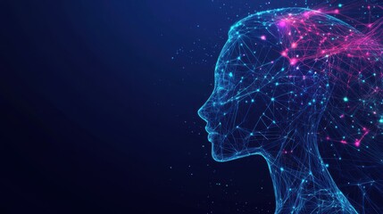 Obraz premium Visually represent the flow of data or light in the form of a human, Add digital patterns or flows around the human head to make it look like the AI is understanding human thoughts