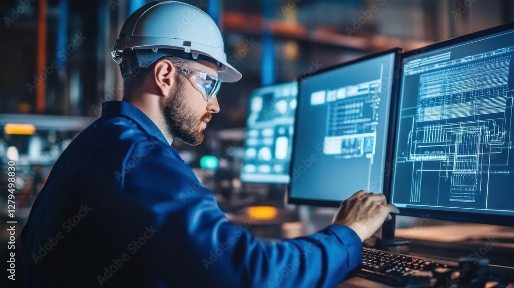 Poster an electrical engineer using ai tools for electrical load forecasting, data analytics on screen,