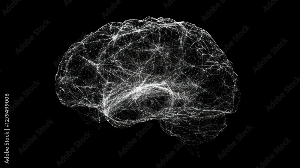 Aufkleber computer generated image of a human brain revealing intricate neural network connections