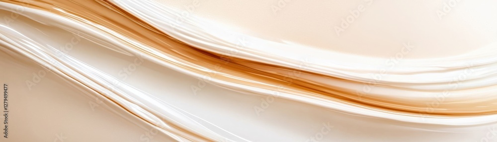 Poster soft flowing abstract background with smooth cream and beige waves in warm tones for creative design