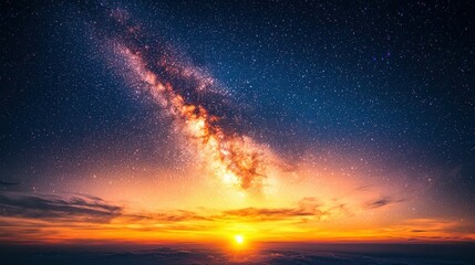 Milky Way over sunrise cloudscape