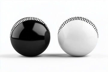 Black and white baseballs with contrasting stitching