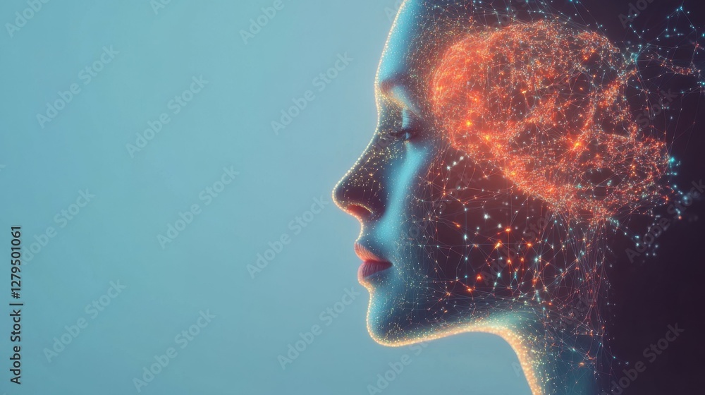 Poster ai (artificial intelligence) concept. deep learning. mindfulness. psychology.brain nervous system co