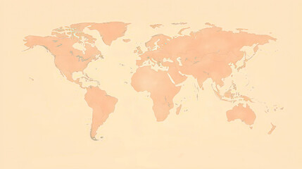 World continent map on beige background.