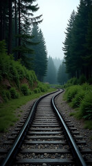 Obraz premium Peaceful Forest Railroad Tracks Phone Wallpaper for Nature Lovers