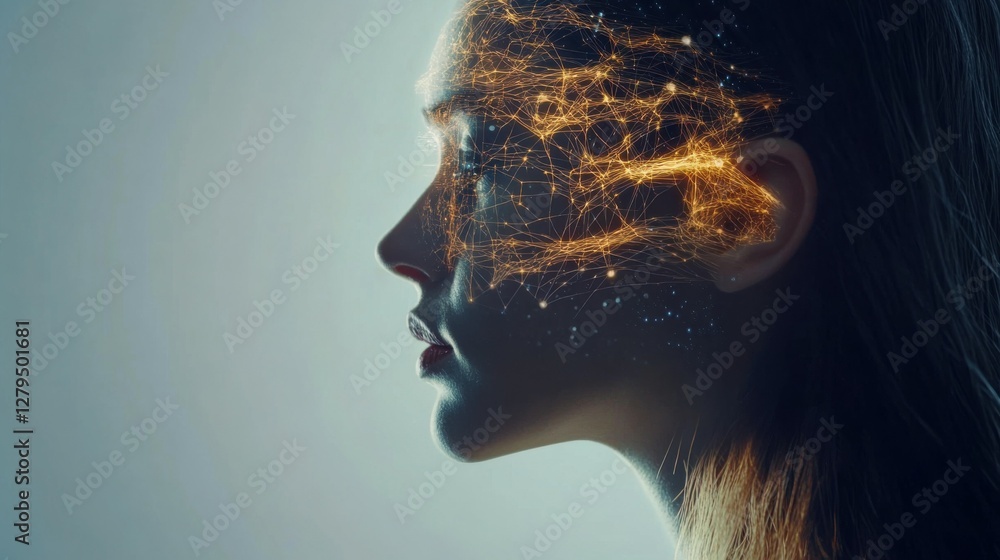 Poster ai (artificial intelligence) concept. deep learning. mindfulness. psychology.brain nervous system co