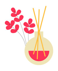 Aroma Diffuser With Decorative Plant In Flat Vector Illustration Symbolizing Relaxation, Home Fragrance, And Aromatherapy, Isolated On White Background