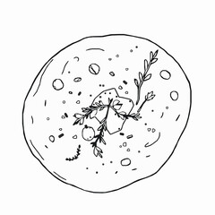 Armenian Lavash Bread with Fresh Herbs and Cheese A Soft and Traditional Flatbread Black Outline Vector