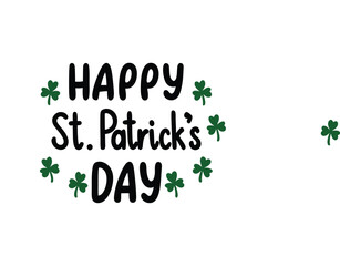Happy St Patricks Day Typography Vector green clover leaf