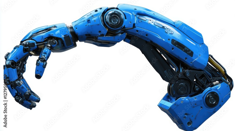 Poster blue robot arm of a computer isolated png