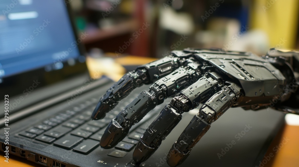 Poster robotic hand using a laptop computer