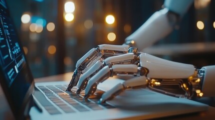 man using laptop for searching of technology smart open AI or artificial intelligence using an artificial intelligence chatbot developed.